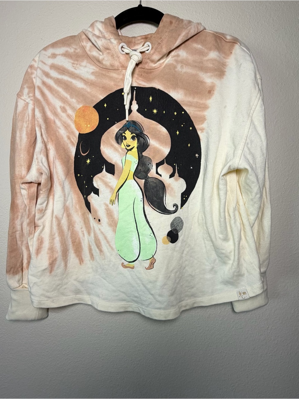 Disney Parks Aladdin Princess Jasmine Tie-Dye Cotton Hoodie Ribbed Cuffs Sz S